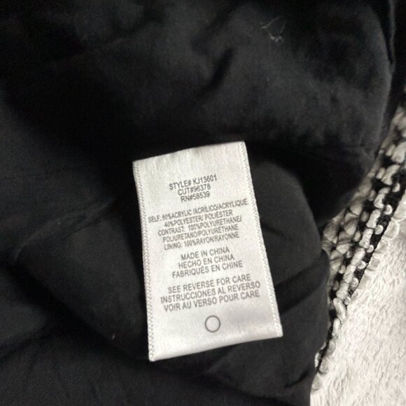 Kut from the Kloth Brandon Boucle Tweed Faux Leather Trim Jacket XL Black White - Picture 5 of 9